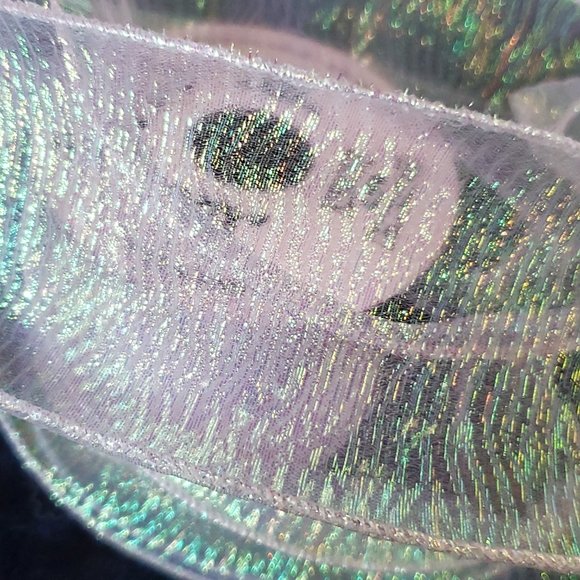 Vintage R-Tex Ribbon - Sheer Irridescent Shimmer Wired Edge 2.5" Wide x 3.5 Yrds - Picture 5 of 6